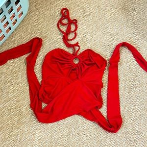 red wrap around tie ring top